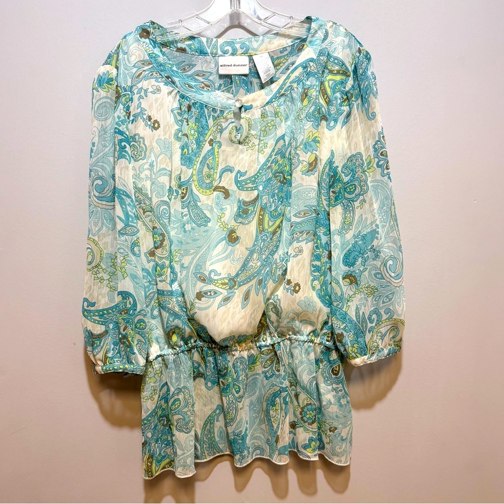 Alfred Dunner Women's Paisley Blouse - Blue‎ and Green